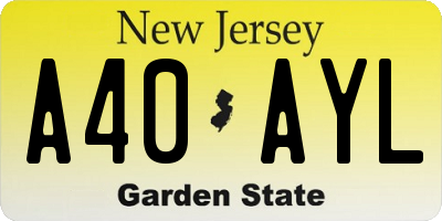 NJ license plate A40AYL