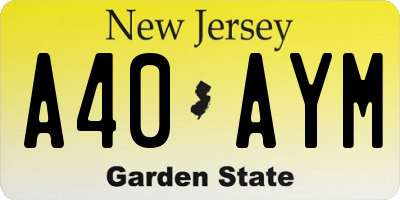 NJ license plate A40AYM