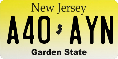 NJ license plate A40AYN