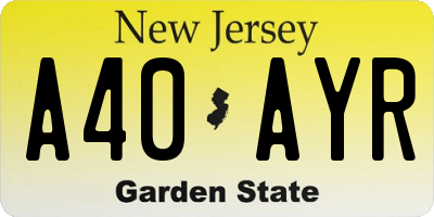 NJ license plate A40AYR