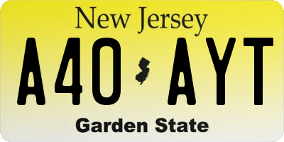 NJ license plate A40AYT