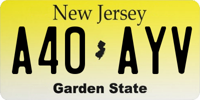 NJ license plate A40AYV