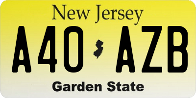 NJ license plate A40AZB