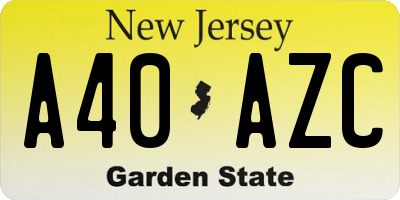 NJ license plate A40AZC
