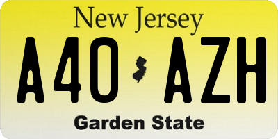 NJ license plate A40AZH