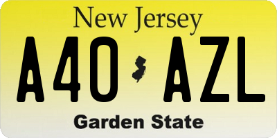 NJ license plate A40AZL