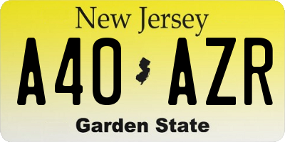 NJ license plate A40AZR