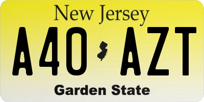 NJ license plate A40AZT
