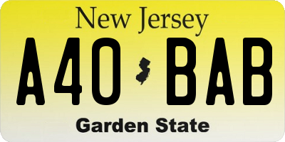 NJ license plate A40BAB