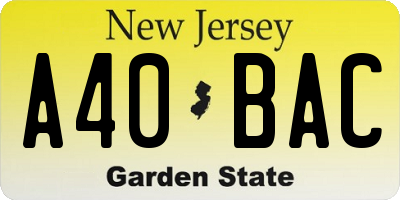 NJ license plate A40BAC