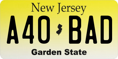NJ license plate A40BAD