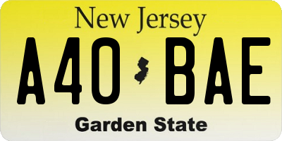 NJ license plate A40BAE