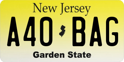NJ license plate A40BAG