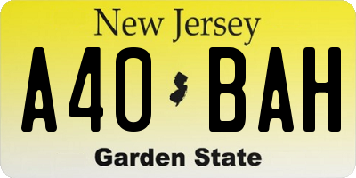 NJ license plate A40BAH