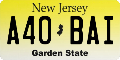 NJ license plate A40BAI