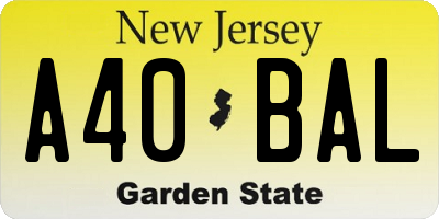 NJ license plate A40BAL