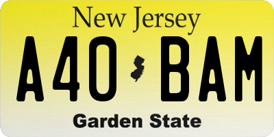NJ license plate A40BAM