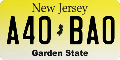NJ license plate A40BAO