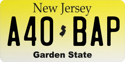 NJ license plate A40BAP