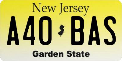 NJ license plate A40BAS