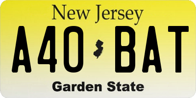 NJ license plate A40BAT