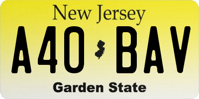 NJ license plate A40BAV