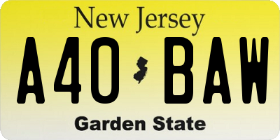 NJ license plate A40BAW
