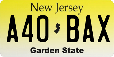NJ license plate A40BAX