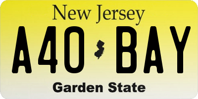 NJ license plate A40BAY