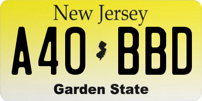 NJ license plate A40BBD