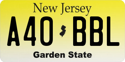 NJ license plate A40BBL