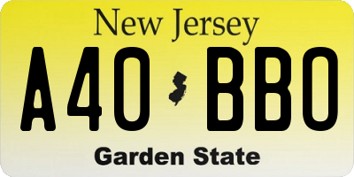 NJ license plate A40BBO