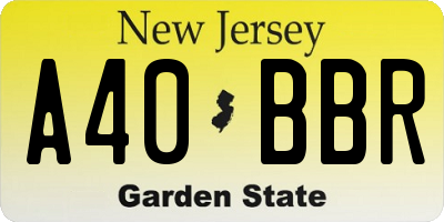NJ license plate A40BBR