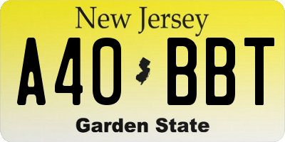 NJ license plate A40BBT