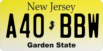 NJ license plate A40BBW