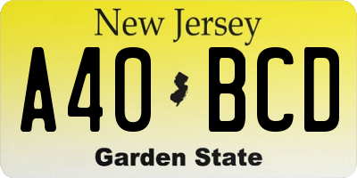 NJ license plate A40BCD