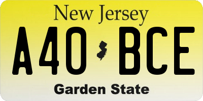 NJ license plate A40BCE