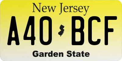 NJ license plate A40BCF