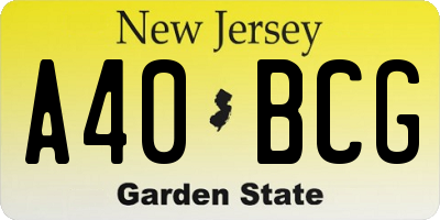 NJ license plate A40BCG