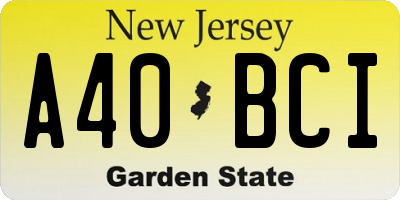NJ license plate A40BCI
