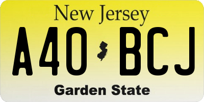 NJ license plate A40BCJ