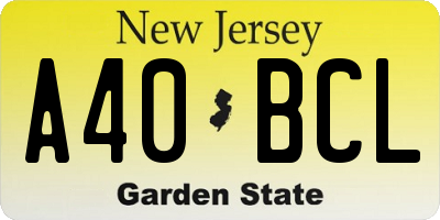 NJ license plate A40BCL