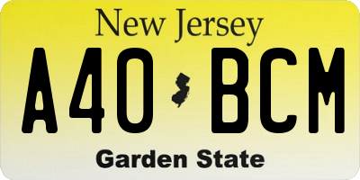 NJ license plate A40BCM
