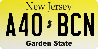 NJ license plate A40BCN