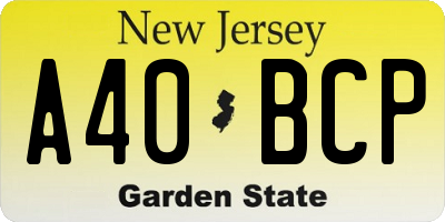NJ license plate A40BCP