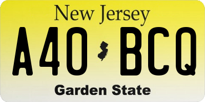 NJ license plate A40BCQ