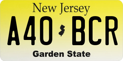 NJ license plate A40BCR