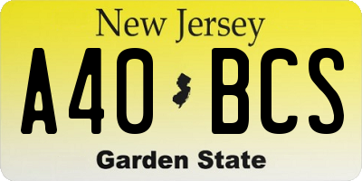 NJ license plate A40BCS