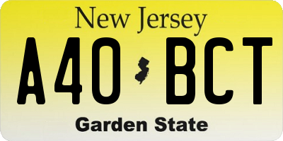 NJ license plate A40BCT