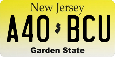 NJ license plate A40BCU